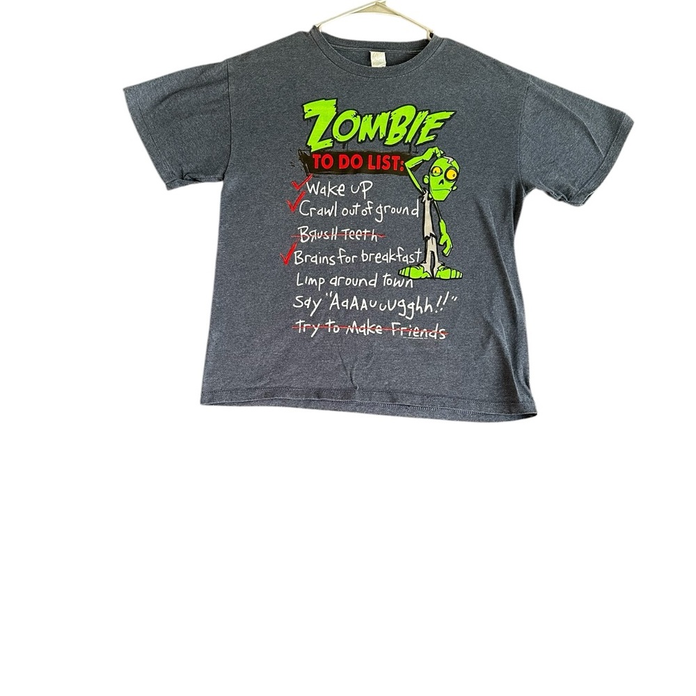 Zombie Graphic Kids T-Shirt - Gray Short sleeve T-SHIRT SZ 16